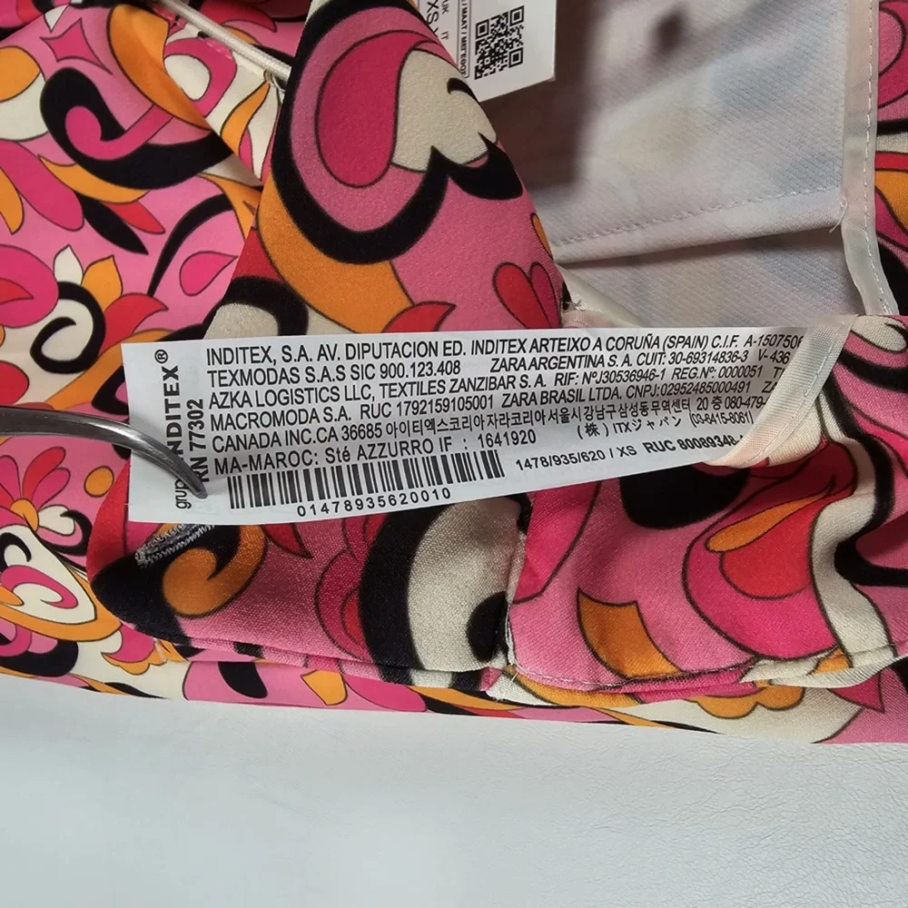 NWT ZARA Paisley Floral Straight‎ Leg High Waist Pants 1478/935 Size XS